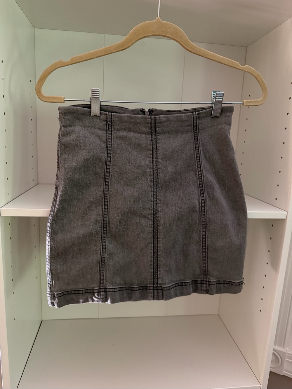 Free People Gray Denim Mini Skirt